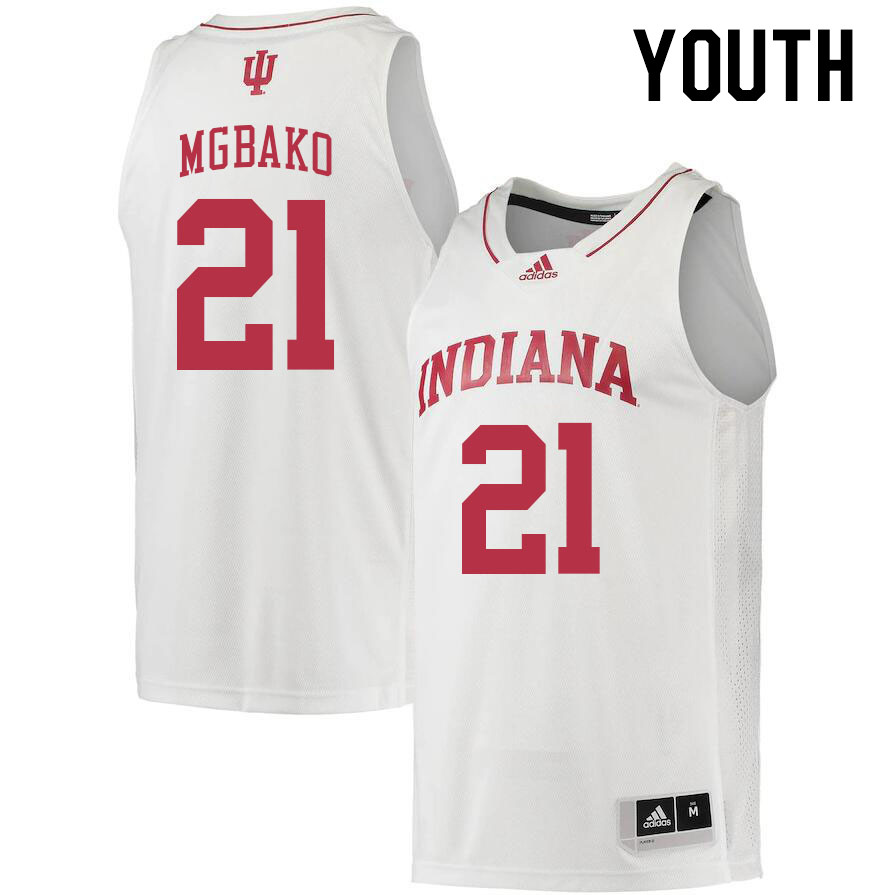 Youth #21 Mackenzie Mgbako Indiana Hoosiers College Basketball Jerseys Stitched Sale-White - Click Image to Close